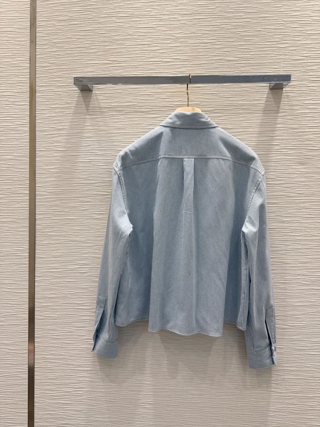 2026 Spring/Summer New Style Letter Pocket Collar Long-Sleeved Shirt Fashion Loose Stripe Shirt Women