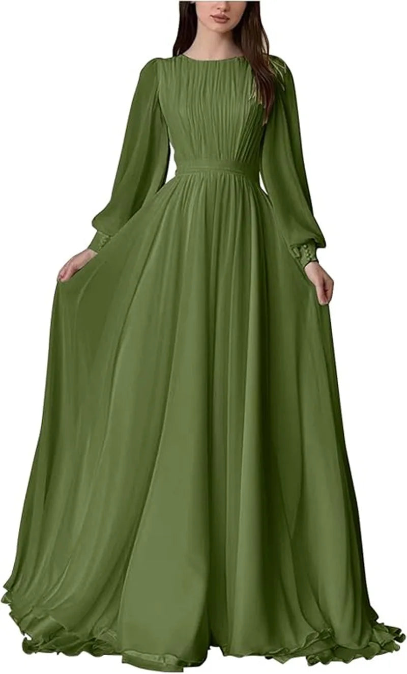 26 Spring New Round Neck Long Sleeve Dress for Women's Trendy Fashion Long Skirt
