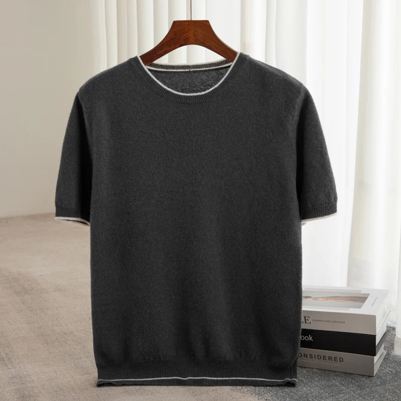 ATTYYWS Men's O Neck 100% Pure Wool Pullover Sweater