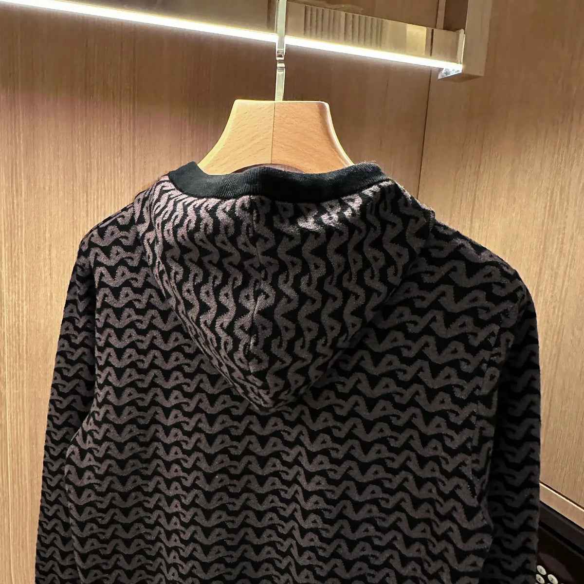 Men's Jacquard Knit Hooded Pullover Sweatshirt For Everyday Wear