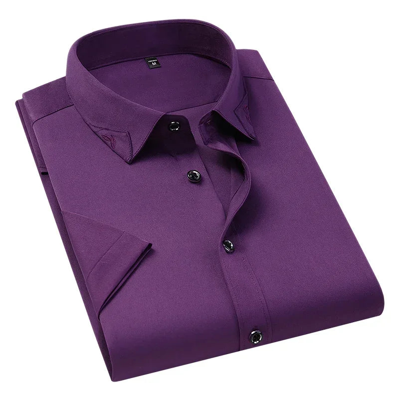 Browon Men Short Sleeve Anti Wrinkle Casual Shirt