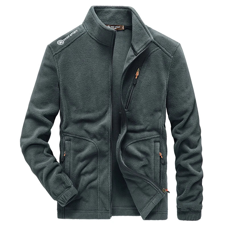 BROWON Brand Men Jackets 2026 Spring and Autumn New Men Fleece Jacket Solid Color Stand Collar Polar Fleece Jacket Men Clothing