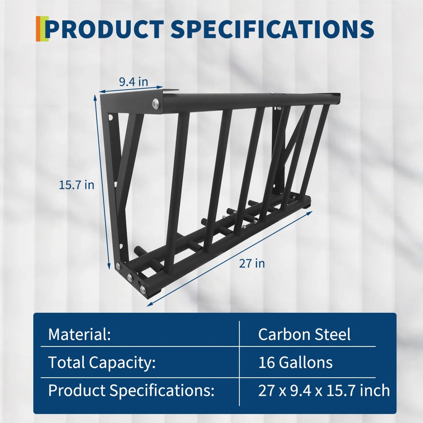 Wall Mount Hay Feeder Rack, Heavy Duty Carbon Steel Hay Holder, Large Capacity for Horses Goats Cattle Sheep Livestock,Farm Use