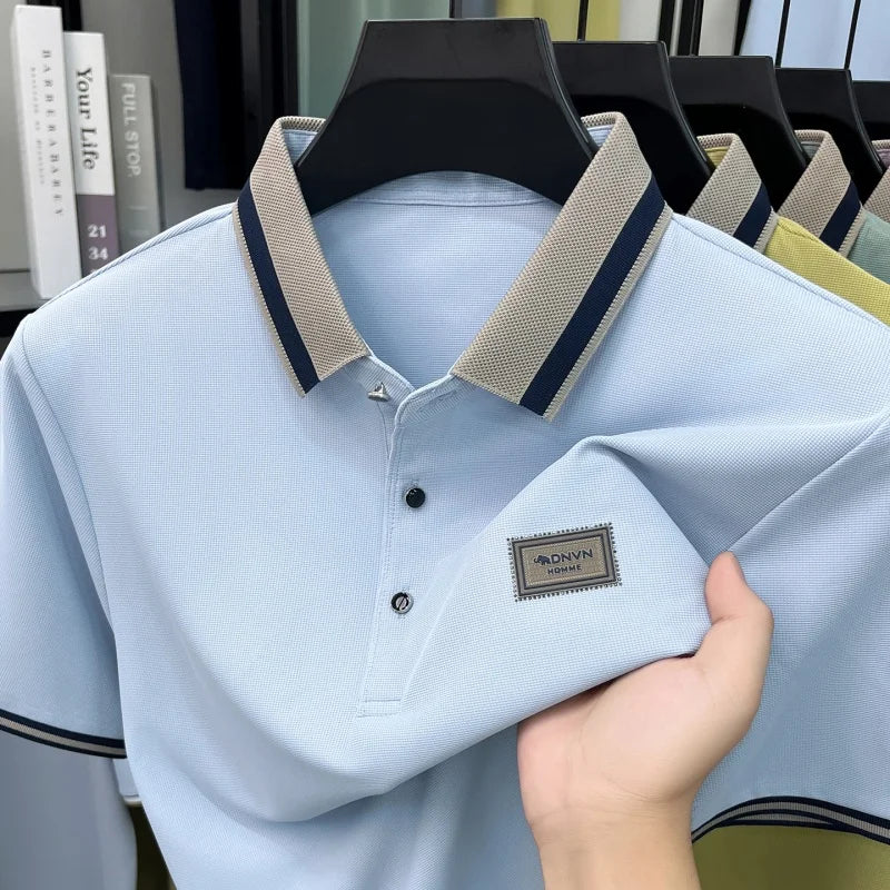 BROWON Men's Breathable Polo Shirt Short Sleeve Smart Casual Top