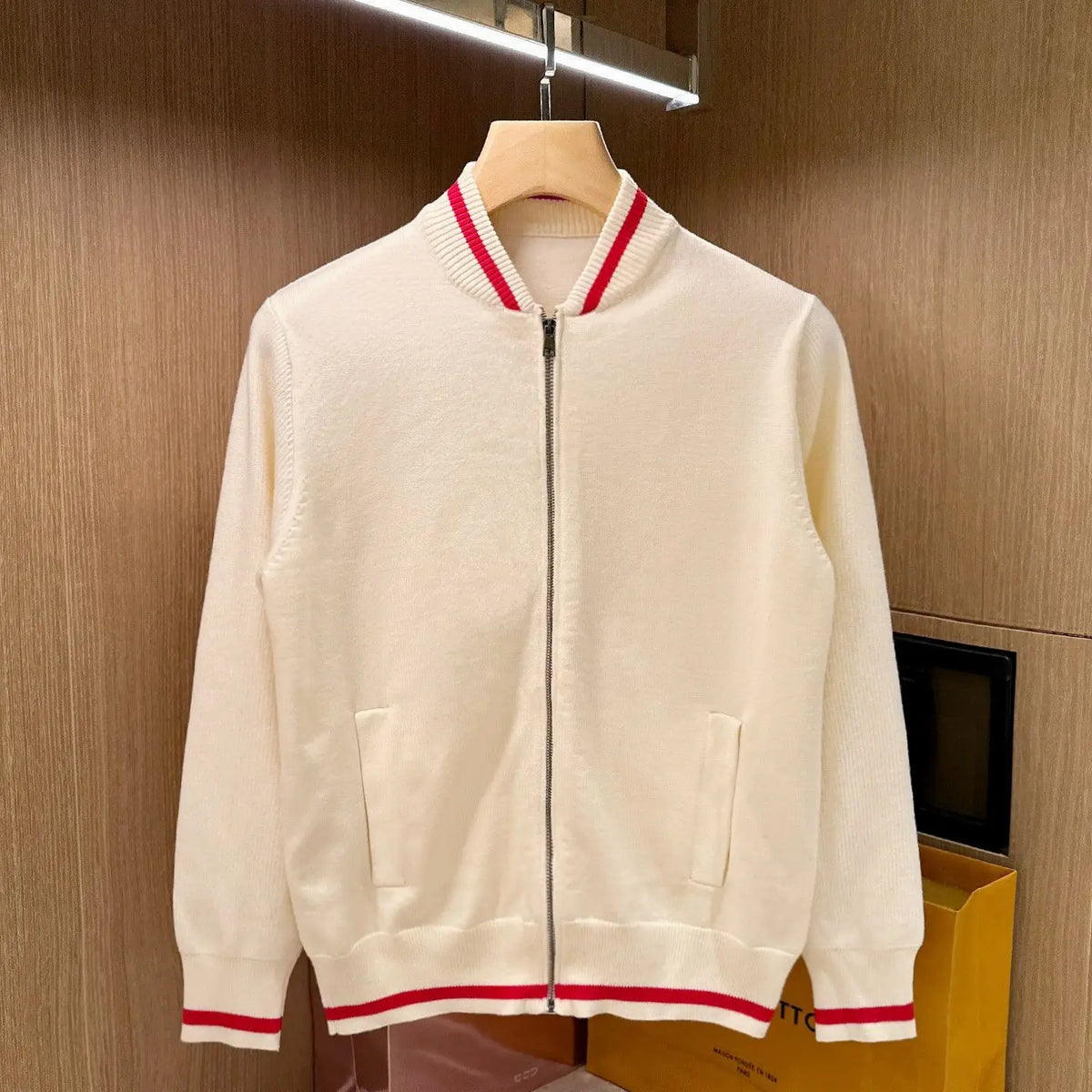Mens Casual Zip Up Knit Baseball Collar Patchwork Sweater Jacket