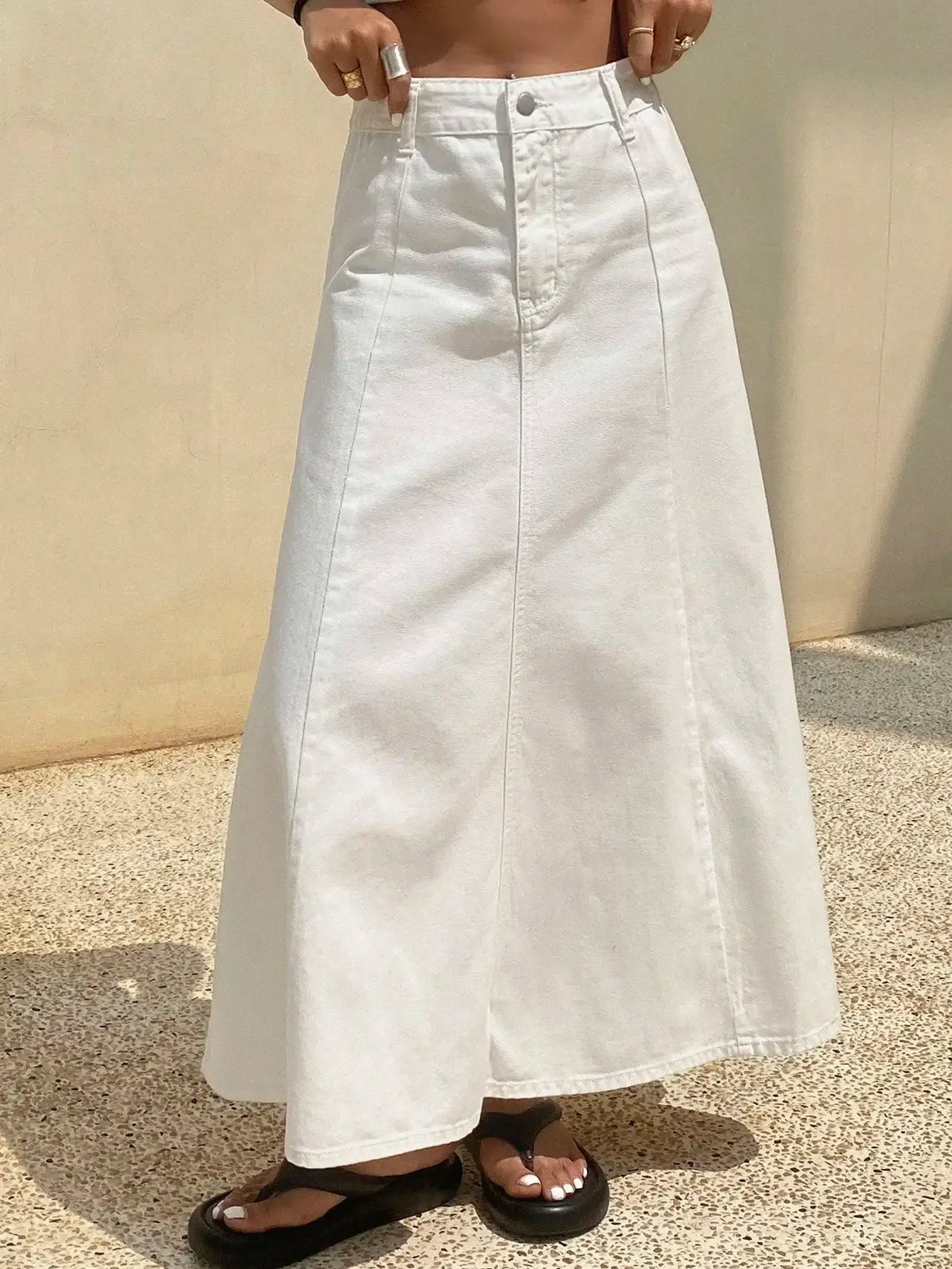 A-Line Denim Midi Skirt for Women 100 Percent Cotton
