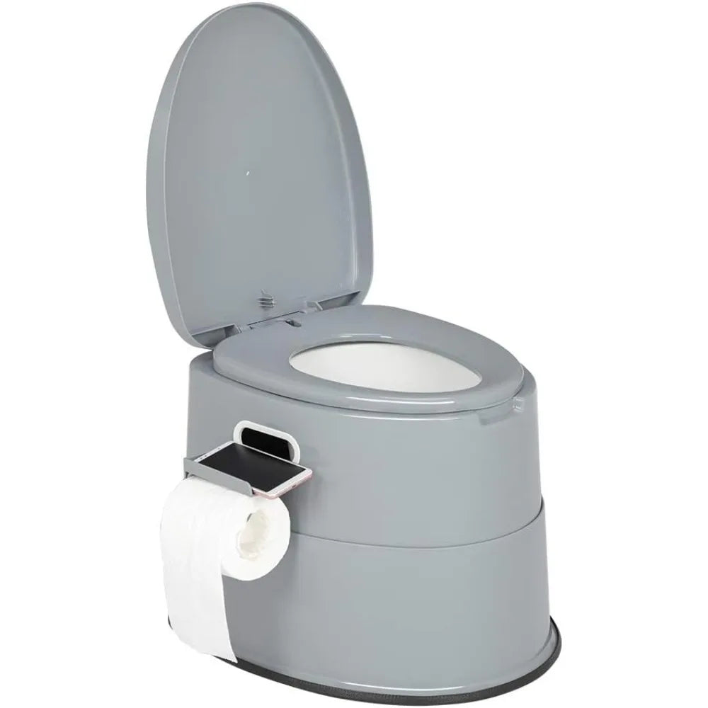 Portable Toilet | Indoor Outdoor Commode w/Detachable Inner Bucket & Removable Paper Holder, Lightweight & Compact