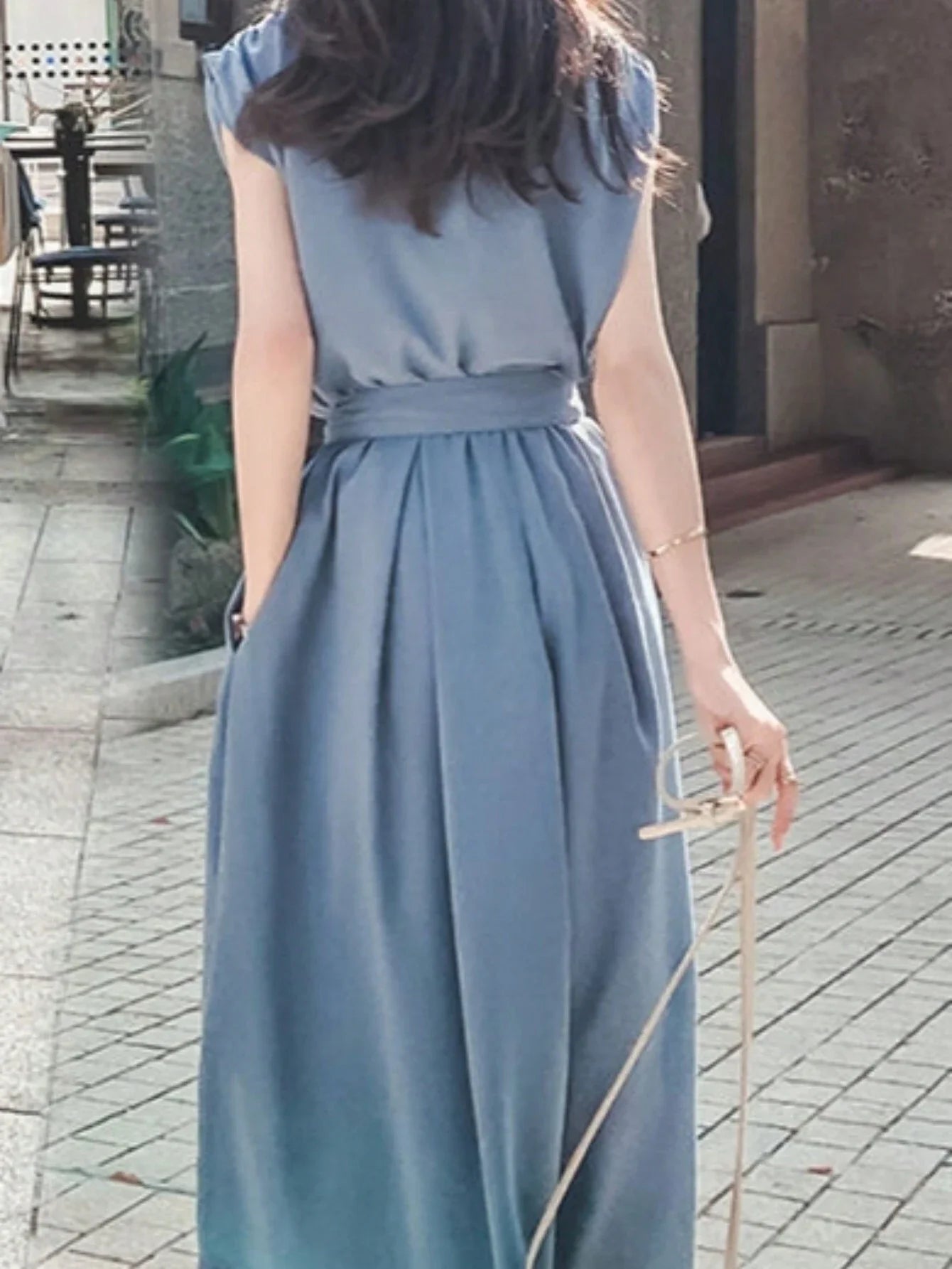 Women's Front Button Short Sleeve Waisted Midi Dress Elegant Summer