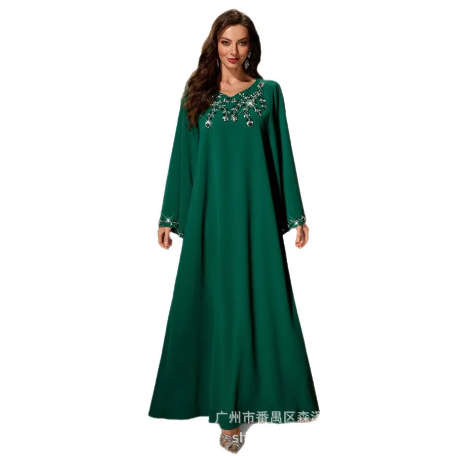 - women's dress fashionable hand-sewn diamond party evening dress new dress