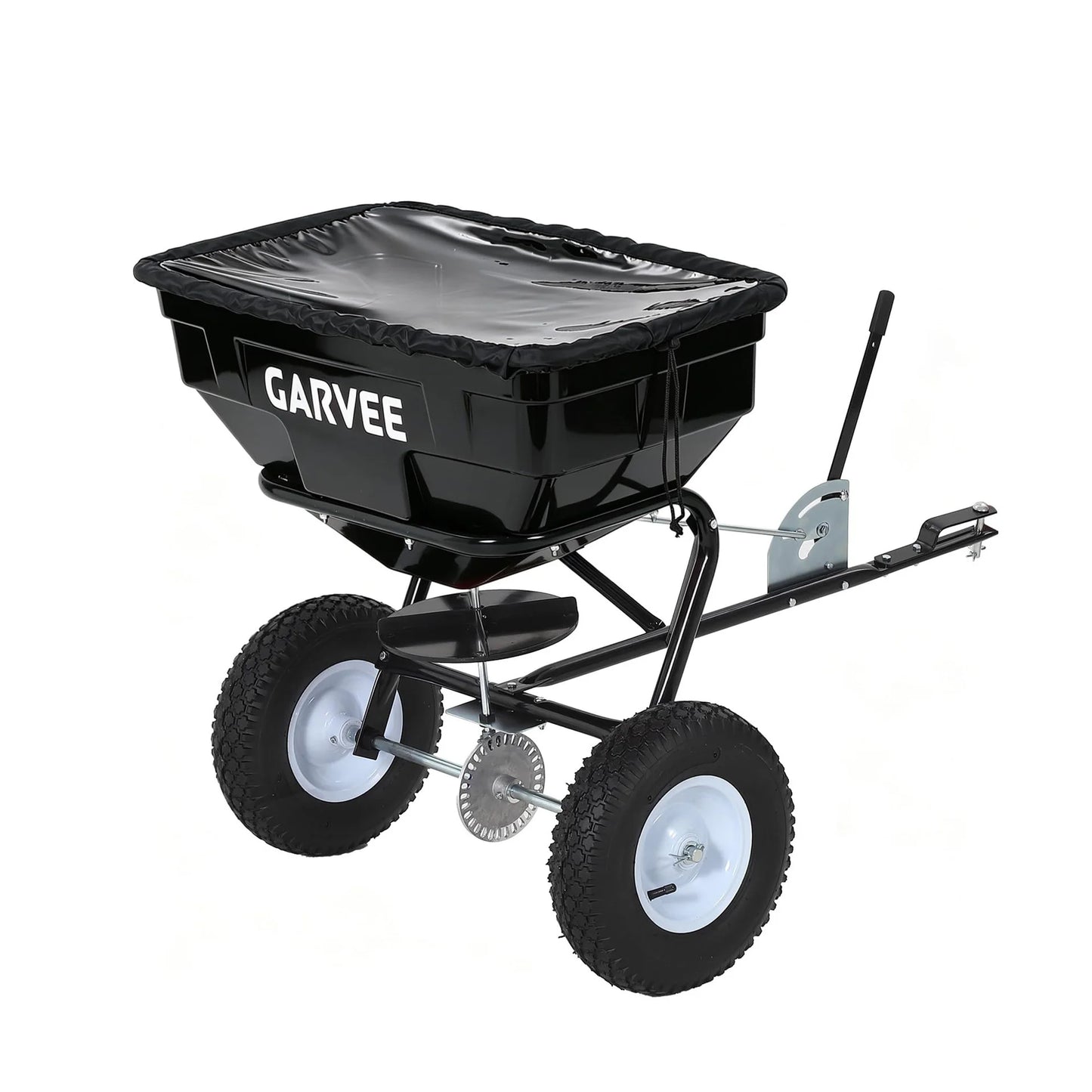 130LBS Universal Tow Push Garden Broadcast Spreader 10FT Lawn Seed Fertilizer Salt Spreader 13in Pneumatic Tires ATV Tractor Fit