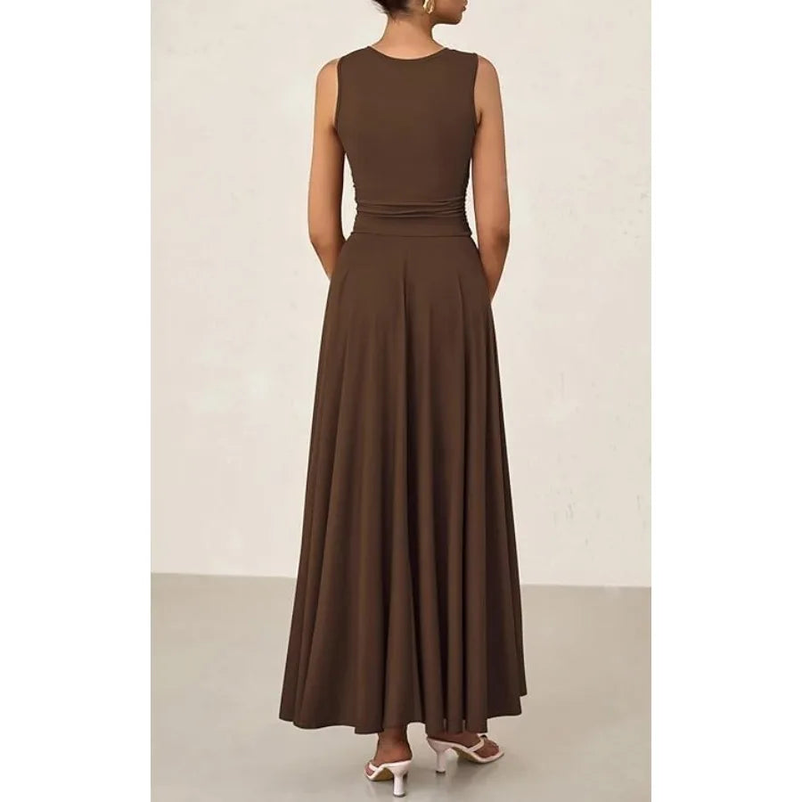 PRETTYGARDEN Womens Summer Dresses 2026 Casual Sleeveless Crewneck Aline Maxi Dress Stretch Tank Flowy Long Dresses