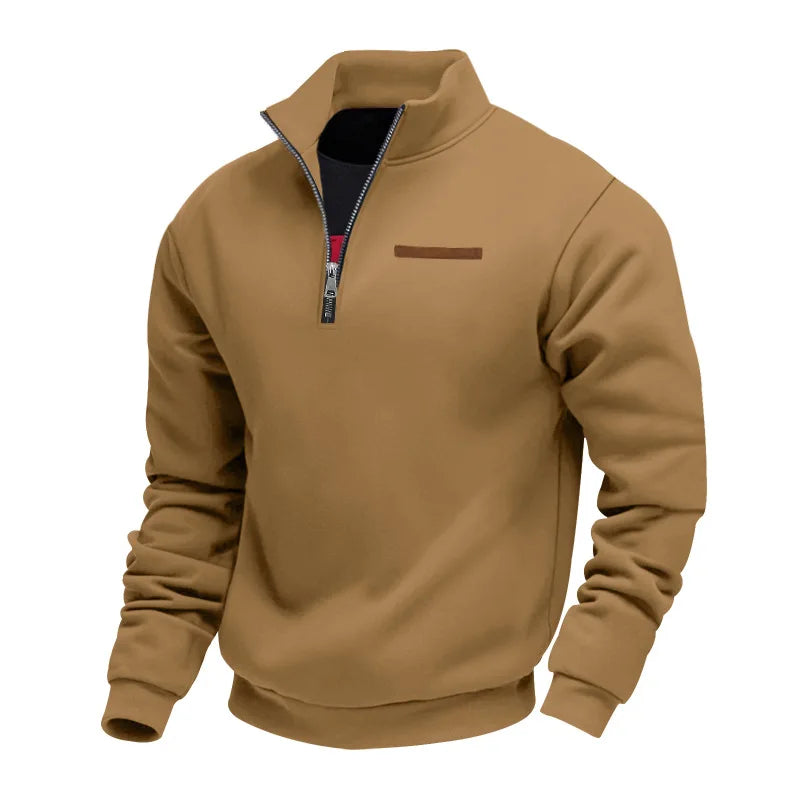 American autumn and winter heavy fleece long-sleeved men's sweater half zipper loose stand-up collar pullover men's 2028