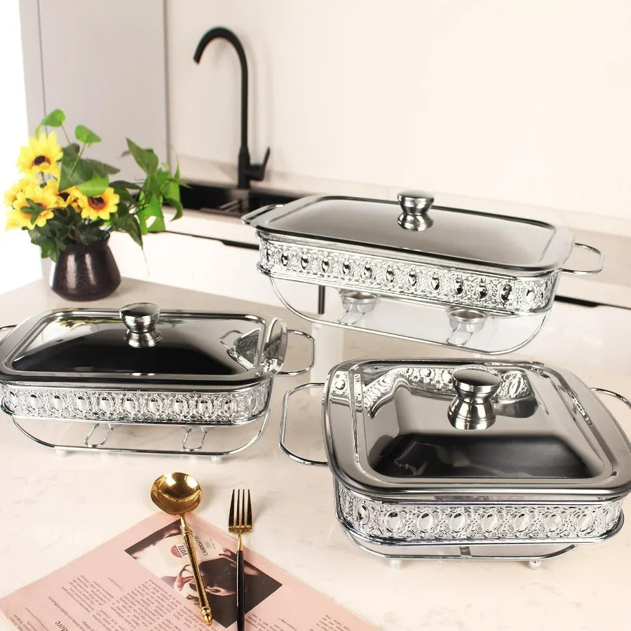 Casserole Dish Glass Bakeware With Stainless Lid And Rack