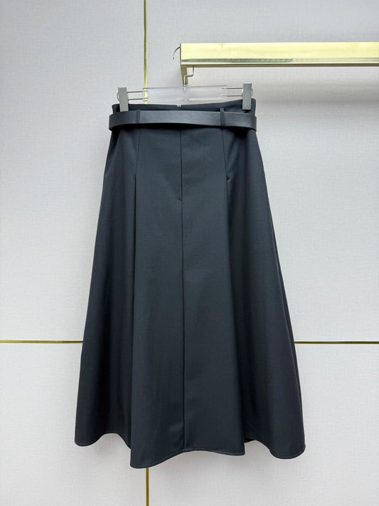 Women's Summer Pleated High Waist Dress With Belt Retro Artistic