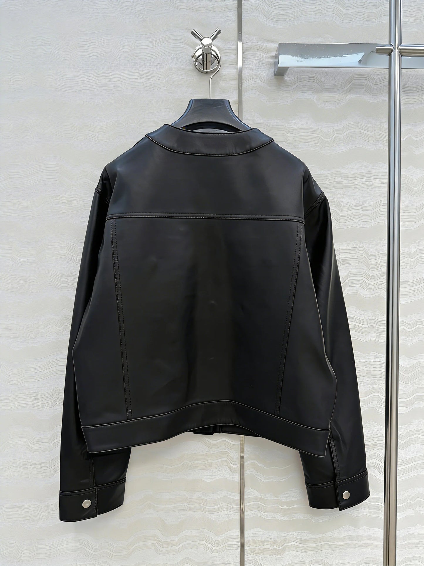 2026 New Classic V-neck H-style Unisex Leather Jacket With Closed Felt Finish And Extremely Slim Fit