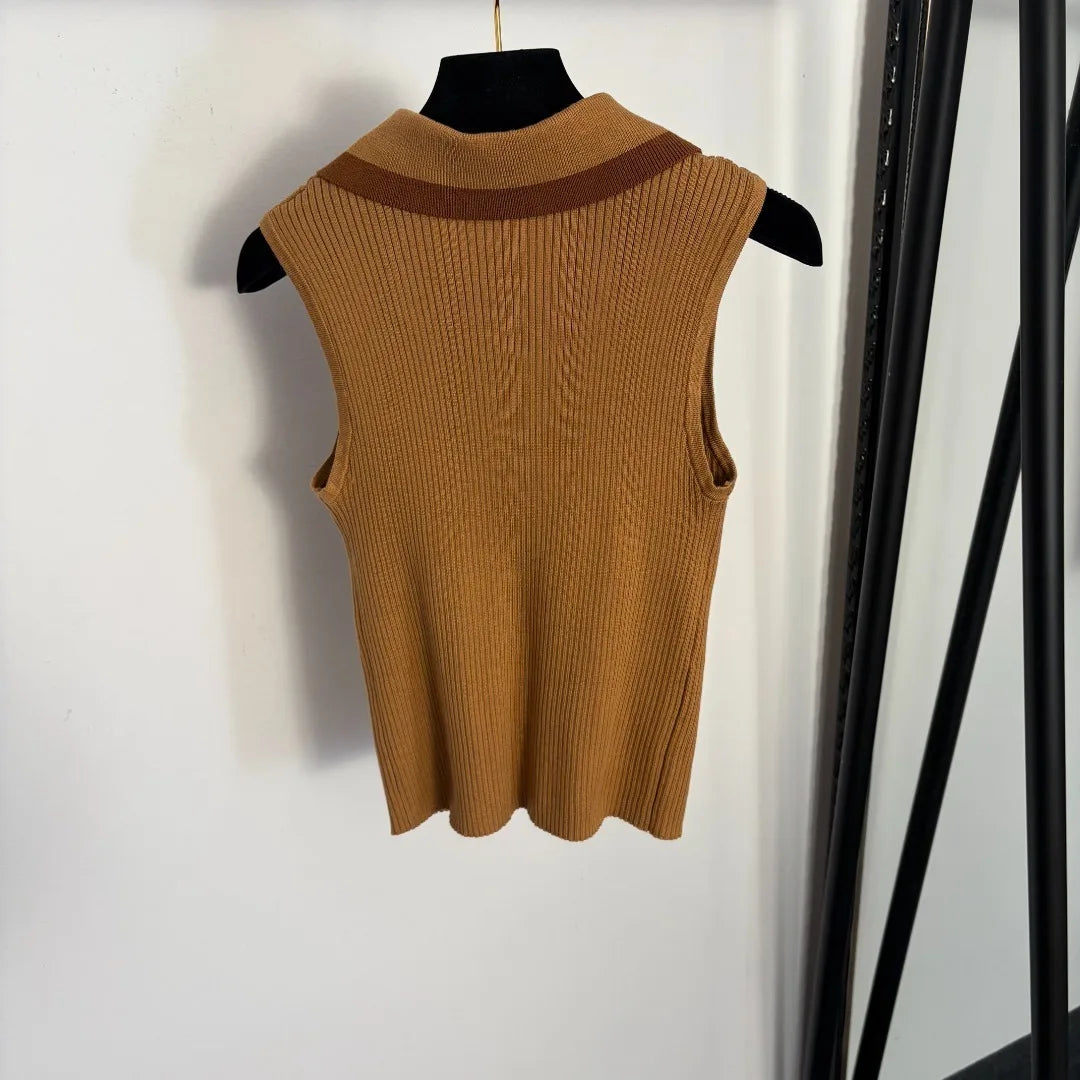 Striped Lettered Jacquard Knit Top Round Neck Short Sleeves