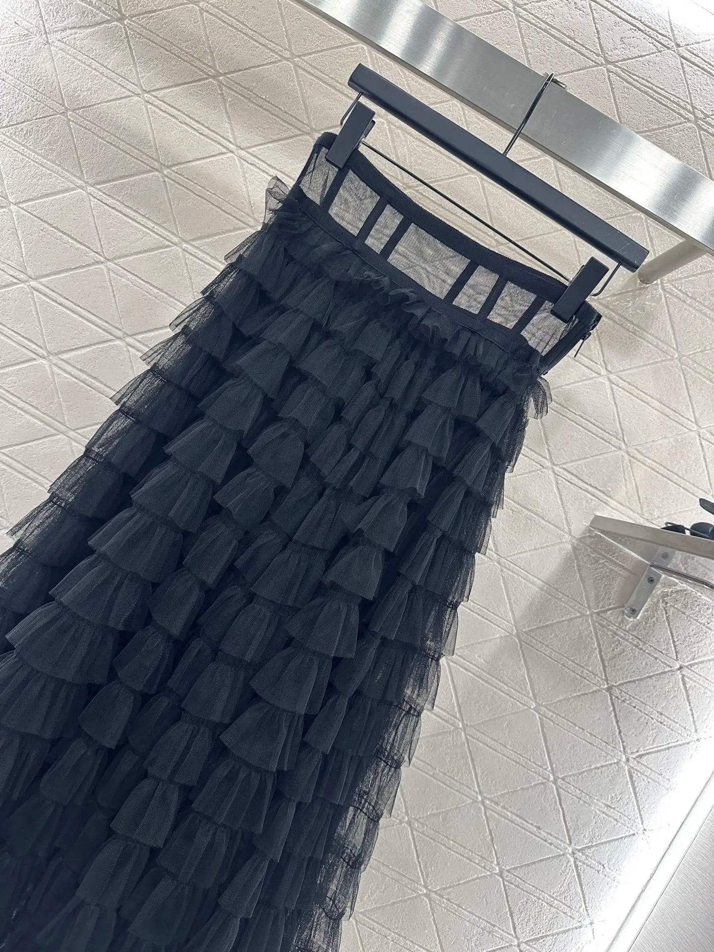 Multi-layered silk long mesh skin-friendly breathable gauze skirt