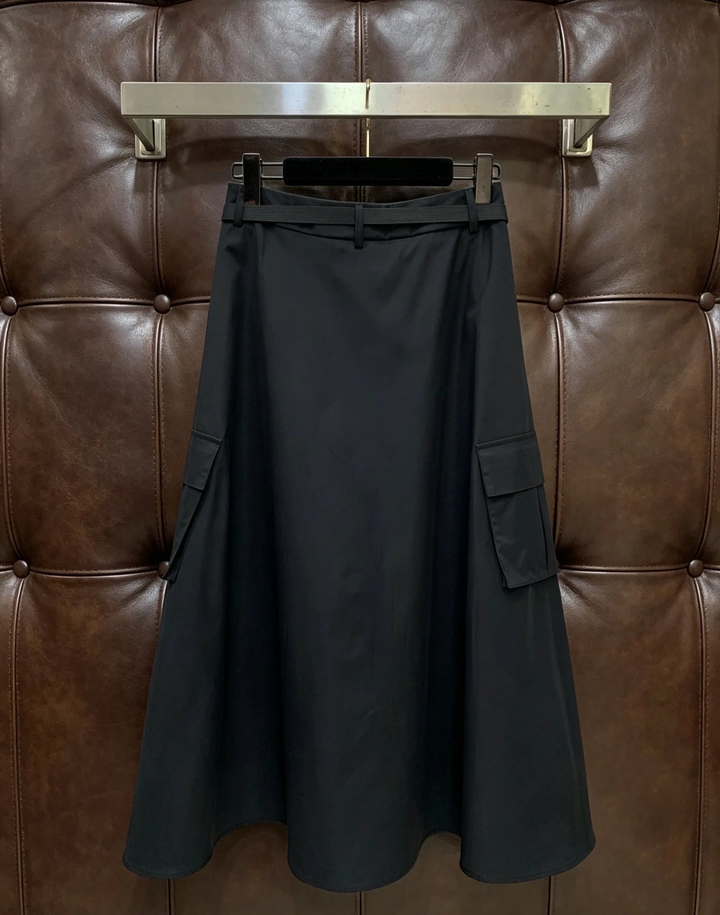 2026 Summer Women's Fashion Zippered High-Waisted Slimming Comfortable Padded Long Skirt with Wide Hem