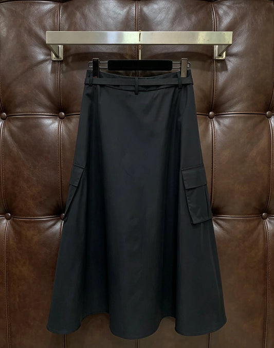 2026 Summer Women's Fashion Zippered High-Waisted Slimming Comfortable Padded Long Skirt with Wide Hem