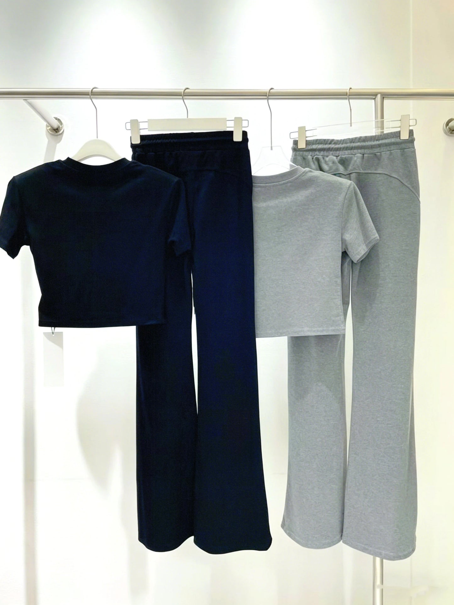 Women's Casual Slim Fit Two-Piece Set Top And Flared Pants