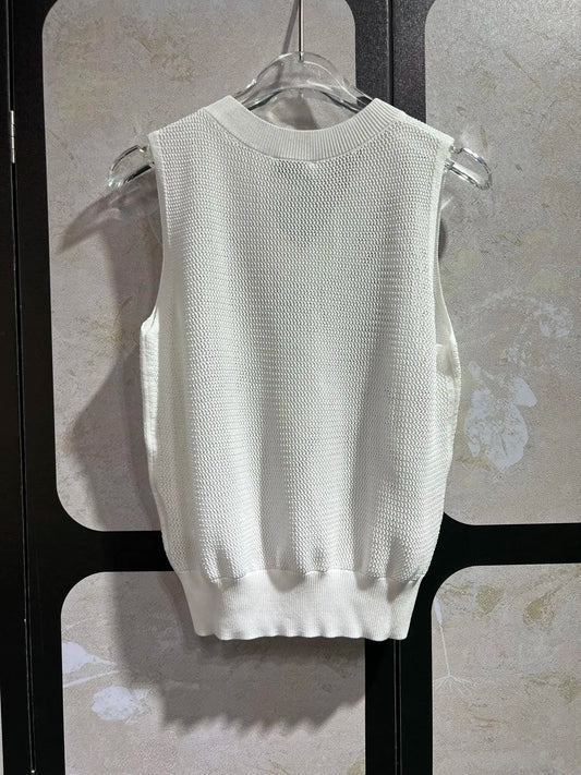 26 Spring/Summer New Women's Fashion Stylish Versatile Silk V-Neck Sleeveless Knitted Blouse Top