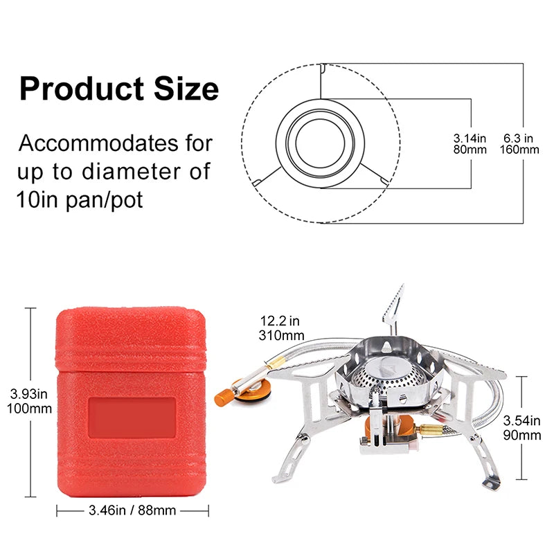 Widesea Windproof Gas Burner Stove for Camping and Outdoor Use