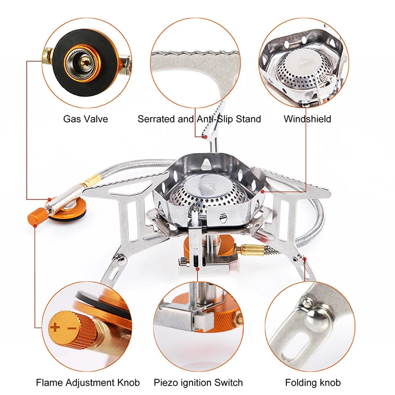 Widesea Windproof Gas Burner Stove for Camping and Outdoor Use