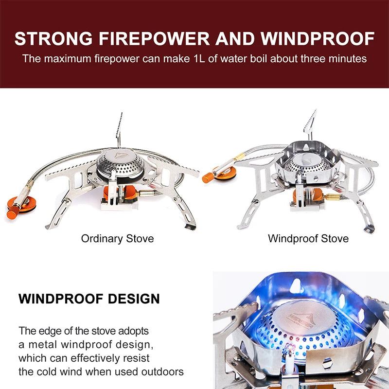 Widesea Windproof Gas Burner Stove for Camping and Outdoor Use