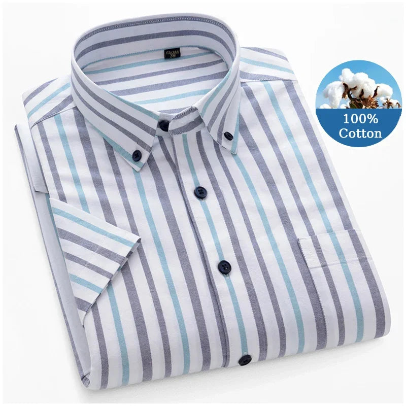 BROWON Premium Men Cotton Short Sleeve Casual Summer Shirt