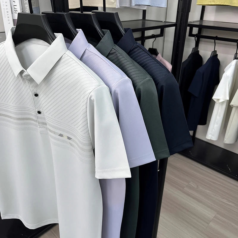Browon Men Breathable Ice Silk Polo Shirt For Office Wear