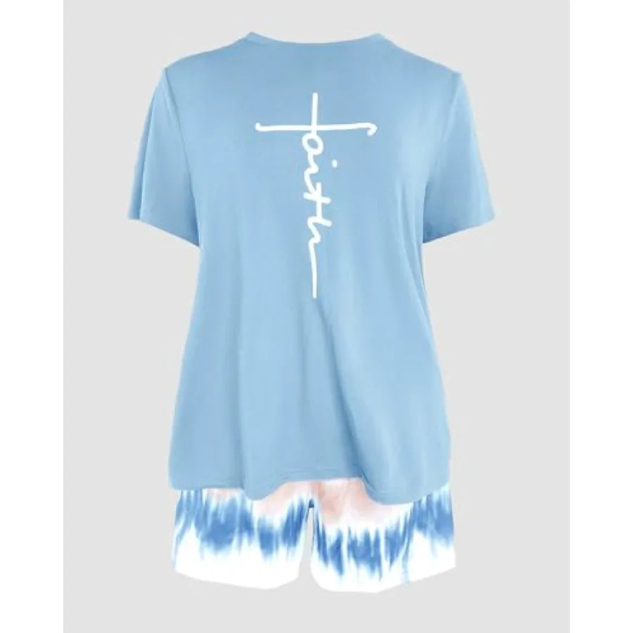 CHICME Pajamas Set for Women 2 Pcs Pjs Lounge Set Soft Short Sleeve Tops and Sleep Shorts with Pocket