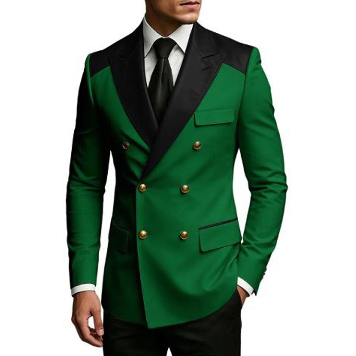 Men's Double Breasted Blazer Slim Fit Contrast Color Suit Jacket Business Casual Formal Wear for Wedding Prom Party Sport Coats