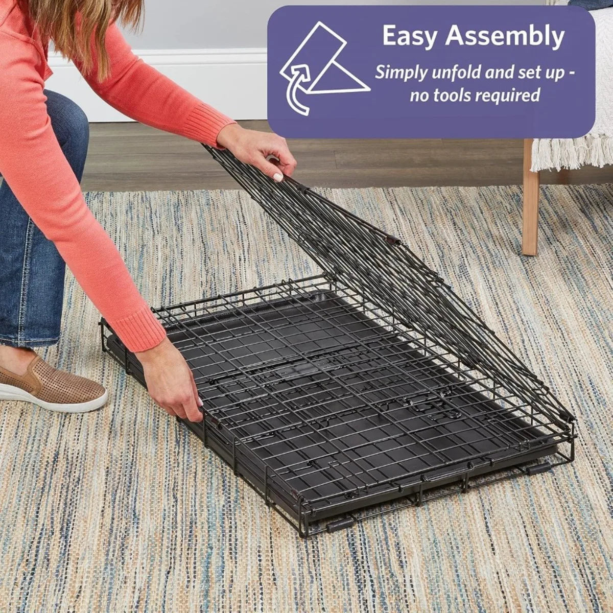 30 Inch Folding Dog Crate for Medium Breeds 21 40 lbs with Divider Tray Latch Portable Durable
