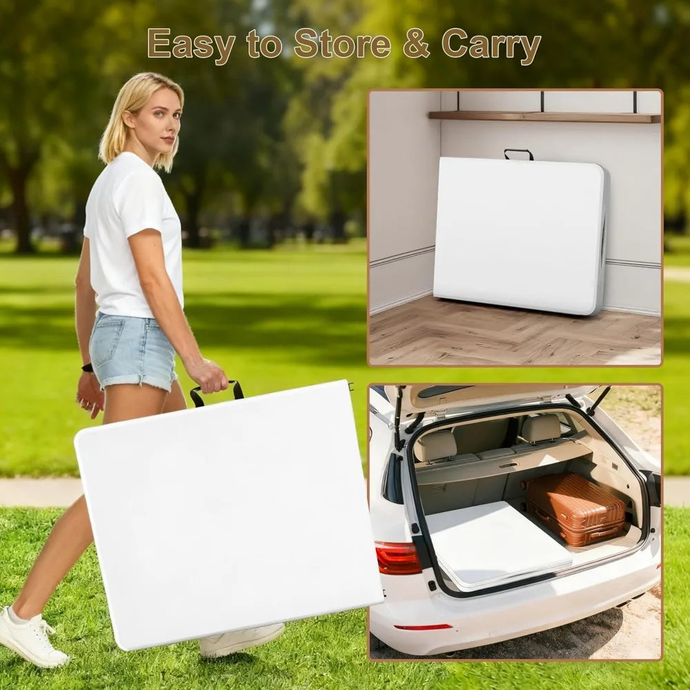 Heavy Duty 6ft Foldable Utility Table Indoor Outdoor Camping Picnic Party with Handle