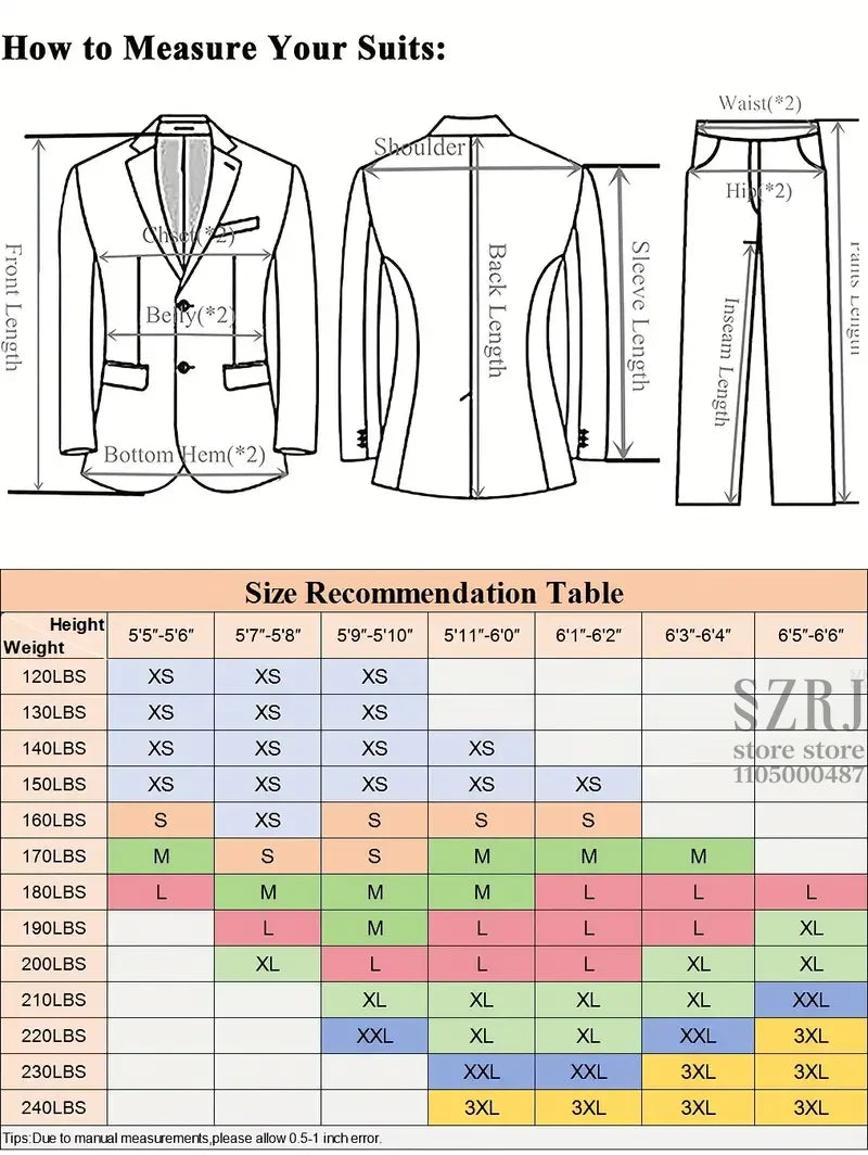 Men's Formal Tuxedo Set With Shawl Collar, Vest And Trousers