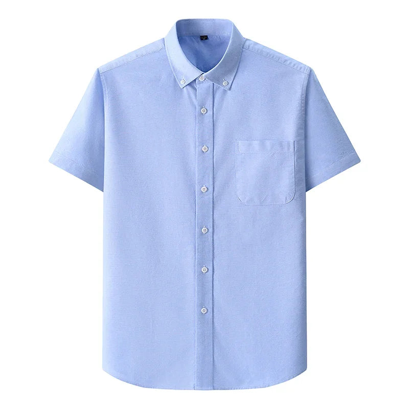 BROWON Men Oxford Short Sleeve Collared Office Shirt