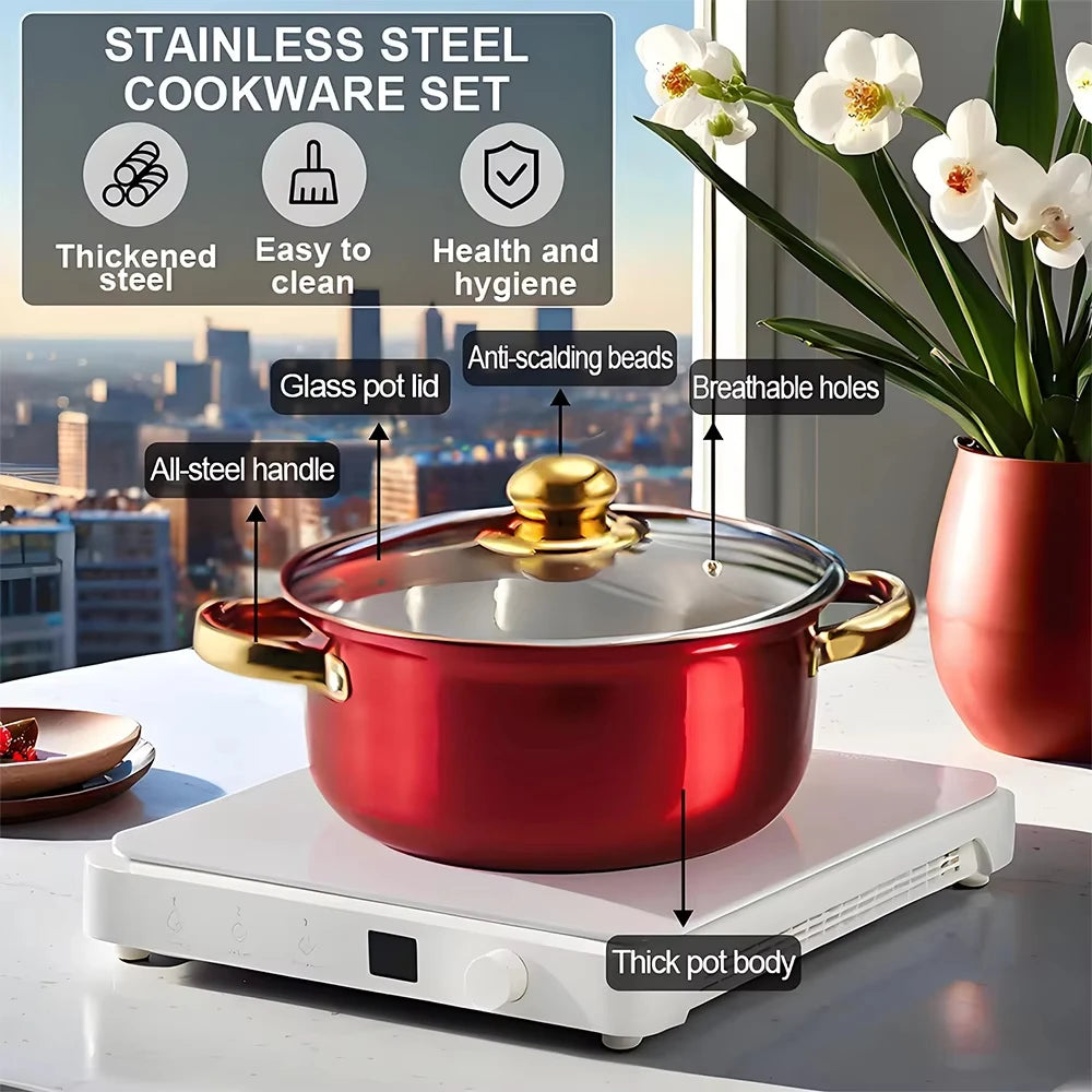 NONED Stainless Steel Cookware Set Nonstick Finish Milk Pot