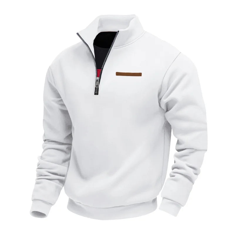 American autumn and winter heavy fleece long-sleeved men's sweater half zipper loose stand-up collar pullover men's 2028