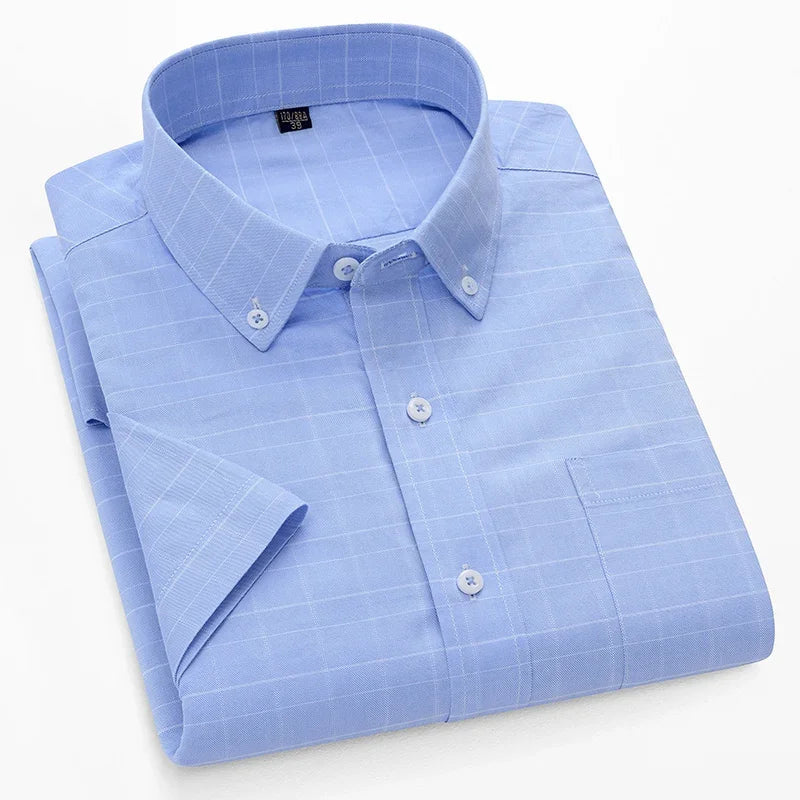 Browon Men Classic Oxford Cloth Business Short Sleeve Shirt