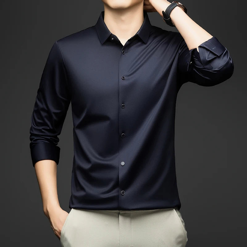 BROWON Mens Long Sleeve Formal Elegant Business Shirt