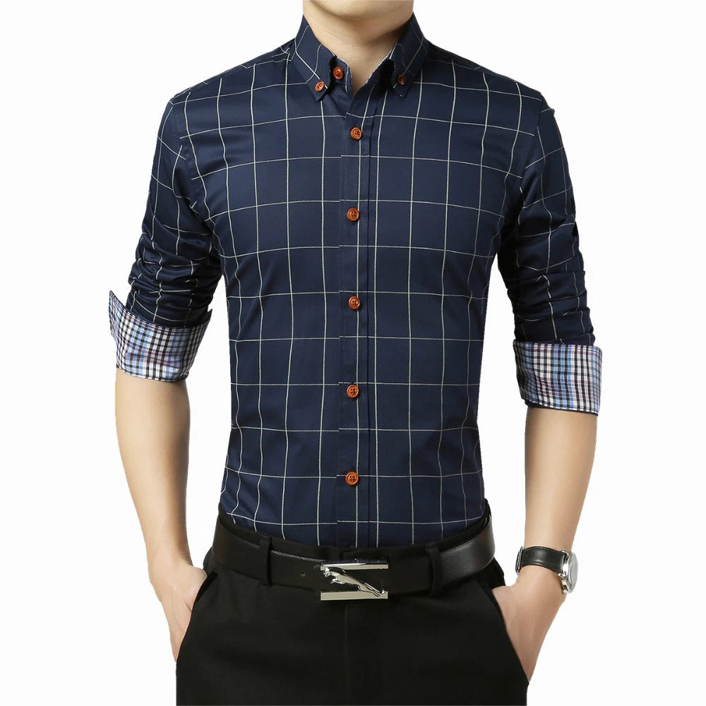 Browon Premium Men Long Sleeve Button Up Dress Shirt
