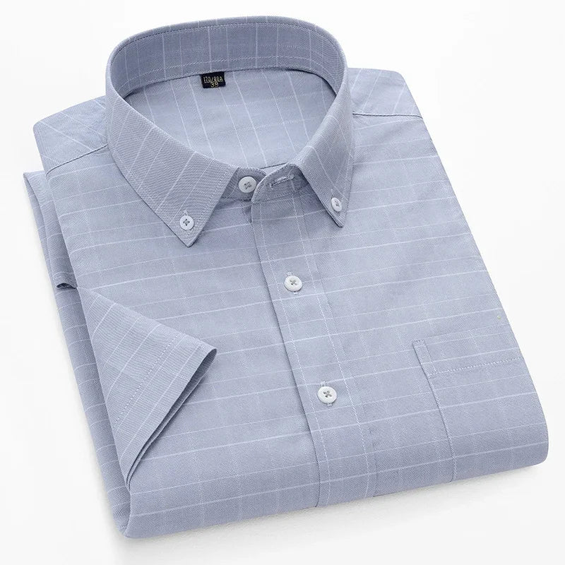Browon Men Classic Oxford Cloth Business Short Sleeve Shirt