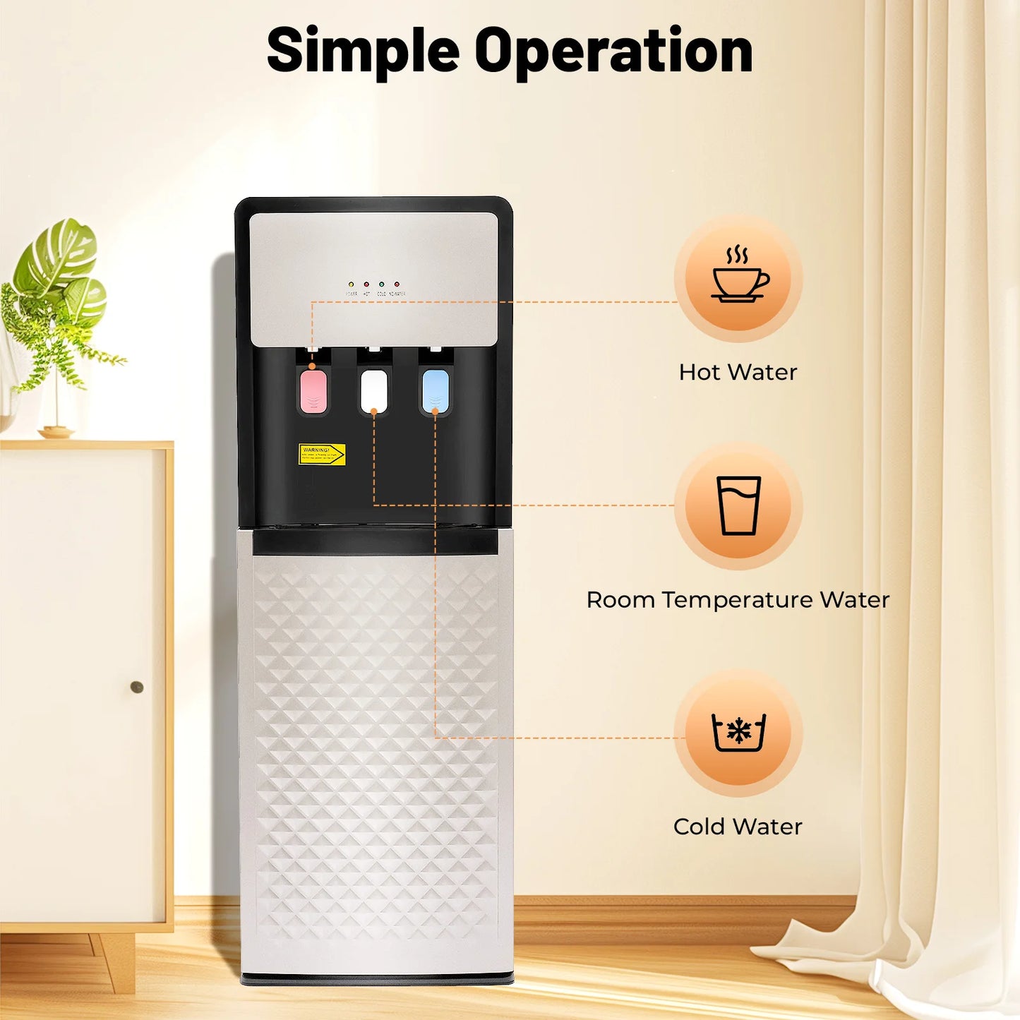 Bymaocar Hot Cold Bottom Loading Water Dispenser For Home