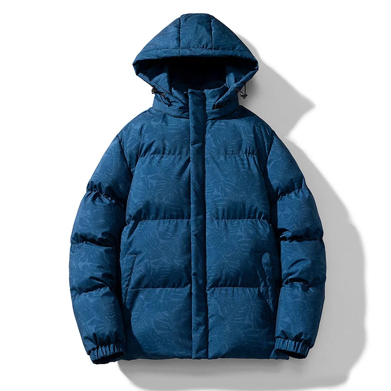 BROWON Brand Maple Leaf Printing Parkas Mans 2026 Autumn Winter New Baggy Fashion Hooded Down Jacket for Male Daily Outdoors