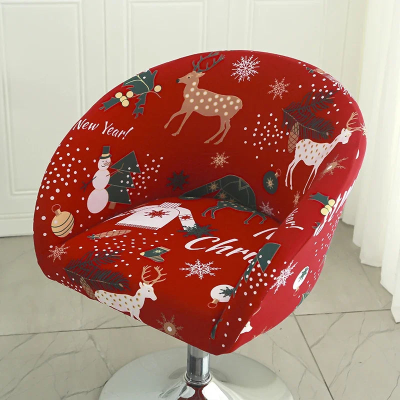 Semi-Circular Chair Cover Elastic Dining Chairs Slipcovers Accent Curved Chairs Dustproof Covers Armchair Seat Case Home Decor
