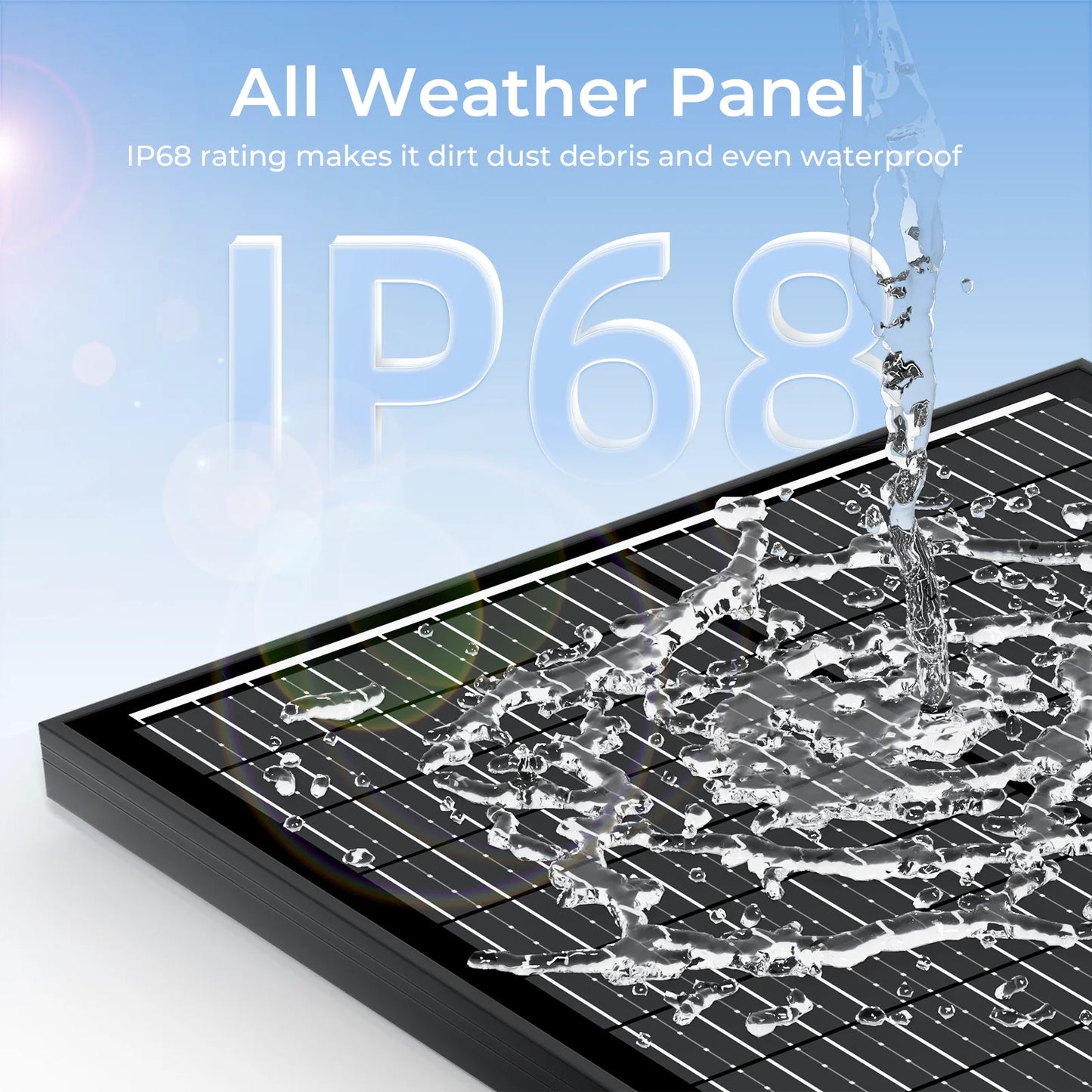 Rvpozwer 12.8V 101-150W Monocrystalline Solar Panel Waterproof
