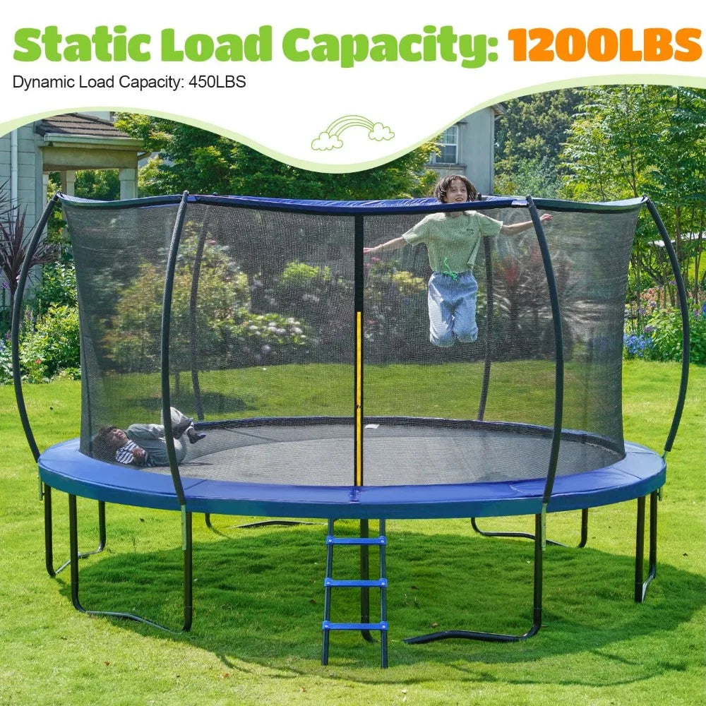 14FT Yard Outdoor Trampoline, 1200LBS Capacity for Kids & Adults, Heavy Duty Recreational Trampoline, Customized
