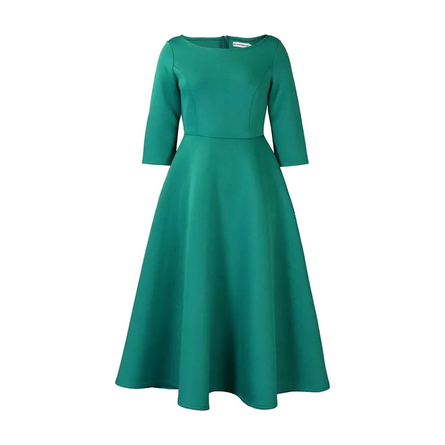 【New style】D346  European and American women's clothing summer new style pure color big swing dress temperament evening dress
