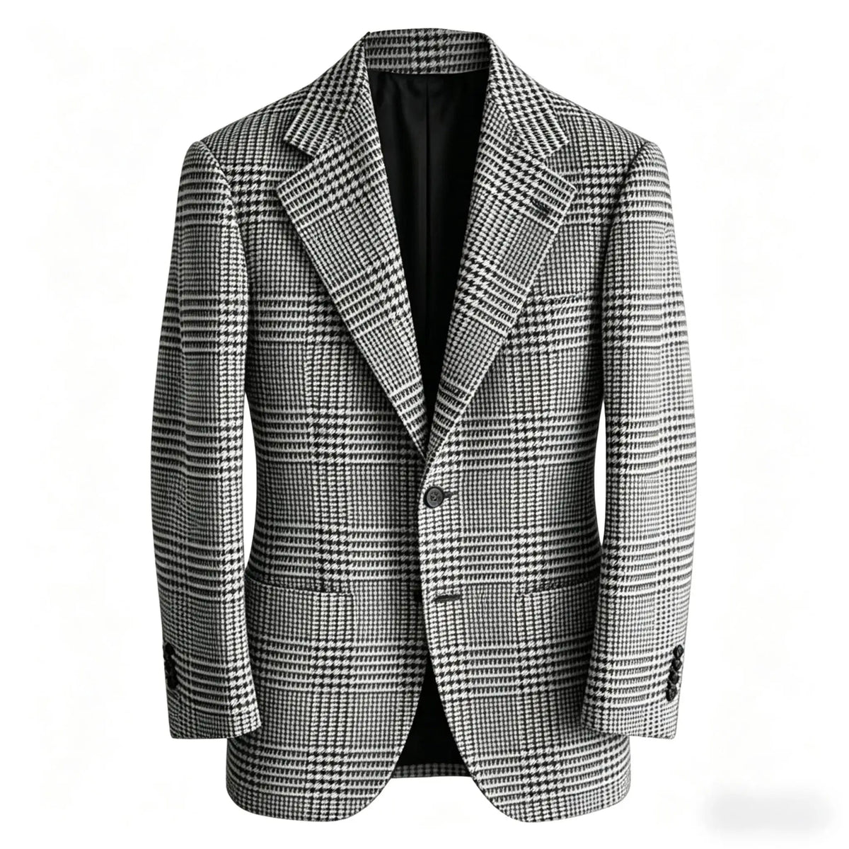 Mens Houndstooth Plaid Blazer Slim Fit Wool Blend Sport Coat Casual Two Button Notch Lapel Jacket Business Formal Tuxedo