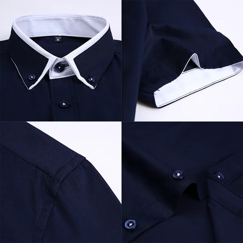 BROWON Mens Short Sleeve Summer Business Shirt Button Up Casual
